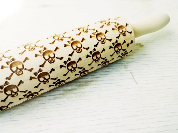 SKULL with ribbon style Embossing Rolling Pin