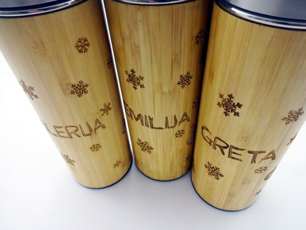 Personalized Bamboo Wood Thermos BPA free