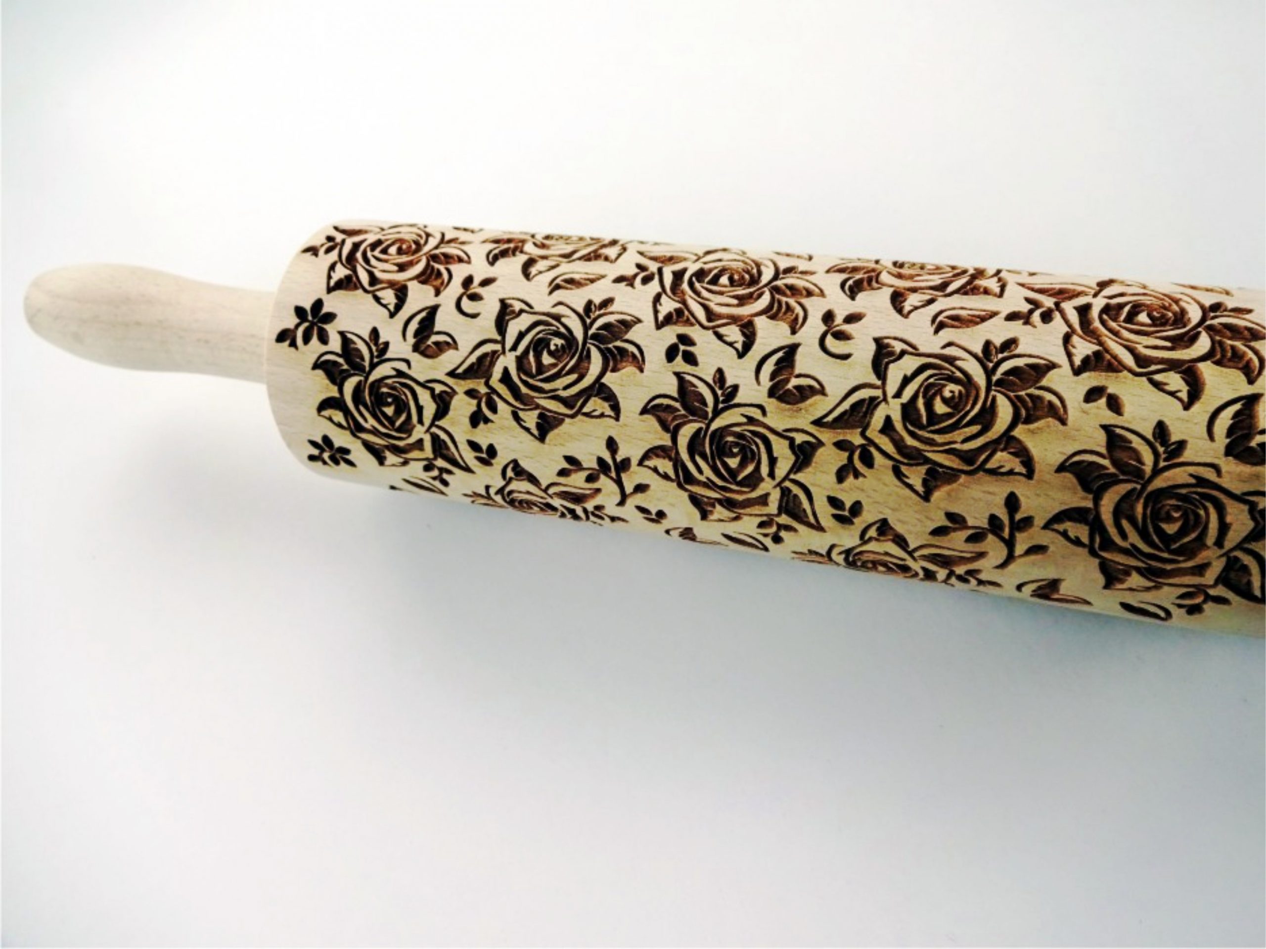 Gift for mother BLOSSOMS WALTZ pattern Embossing Rolling pin Roses pattern. Laser cut rolling pin with Blossoms WALTZ pattern Birthday